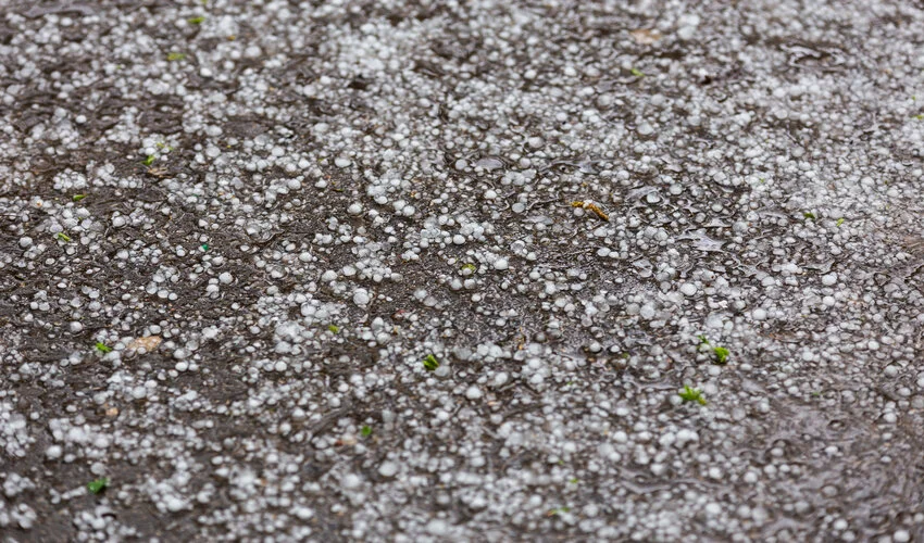 ice hail on a road surface