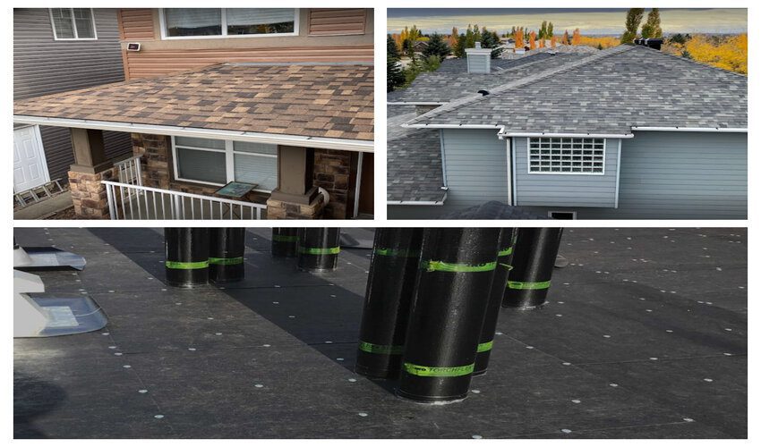 three types of roofs in a collage