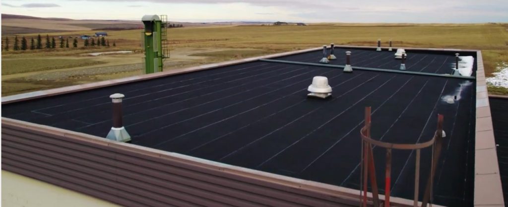 a commercial flat roof built for Crescent Point Energy in Alberta