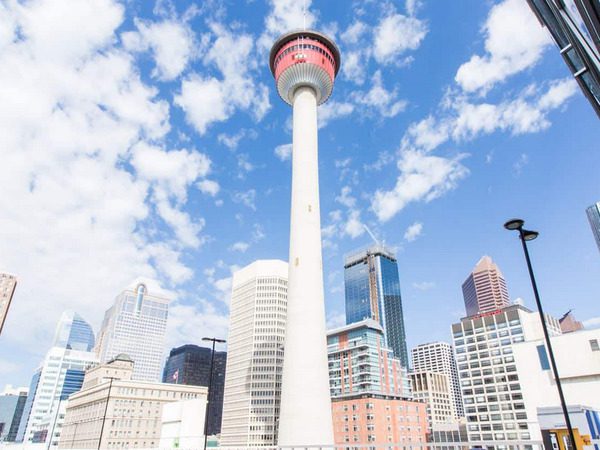 the Calgary Tower in the afternoon